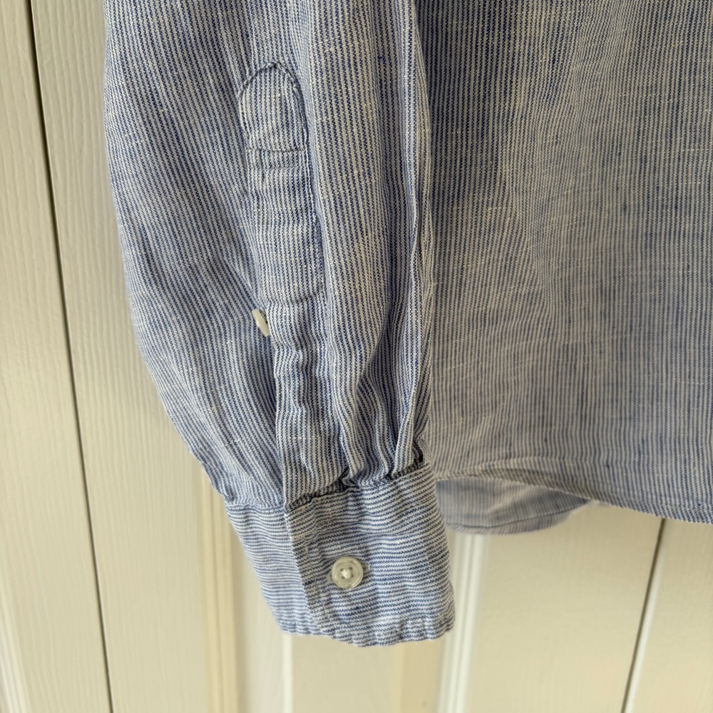 Muji Light Blue Linen Button-Down Shirt - Picture 7 of 13